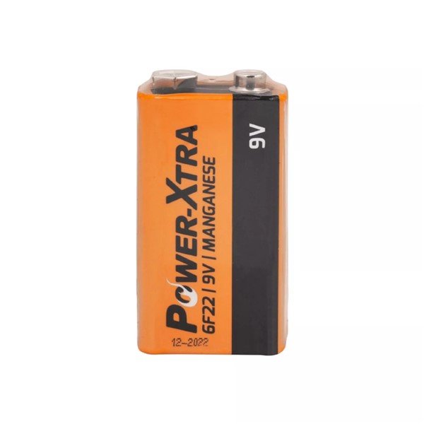 Power-Xtra 6F22/9V Size Zinc Manganez Pil